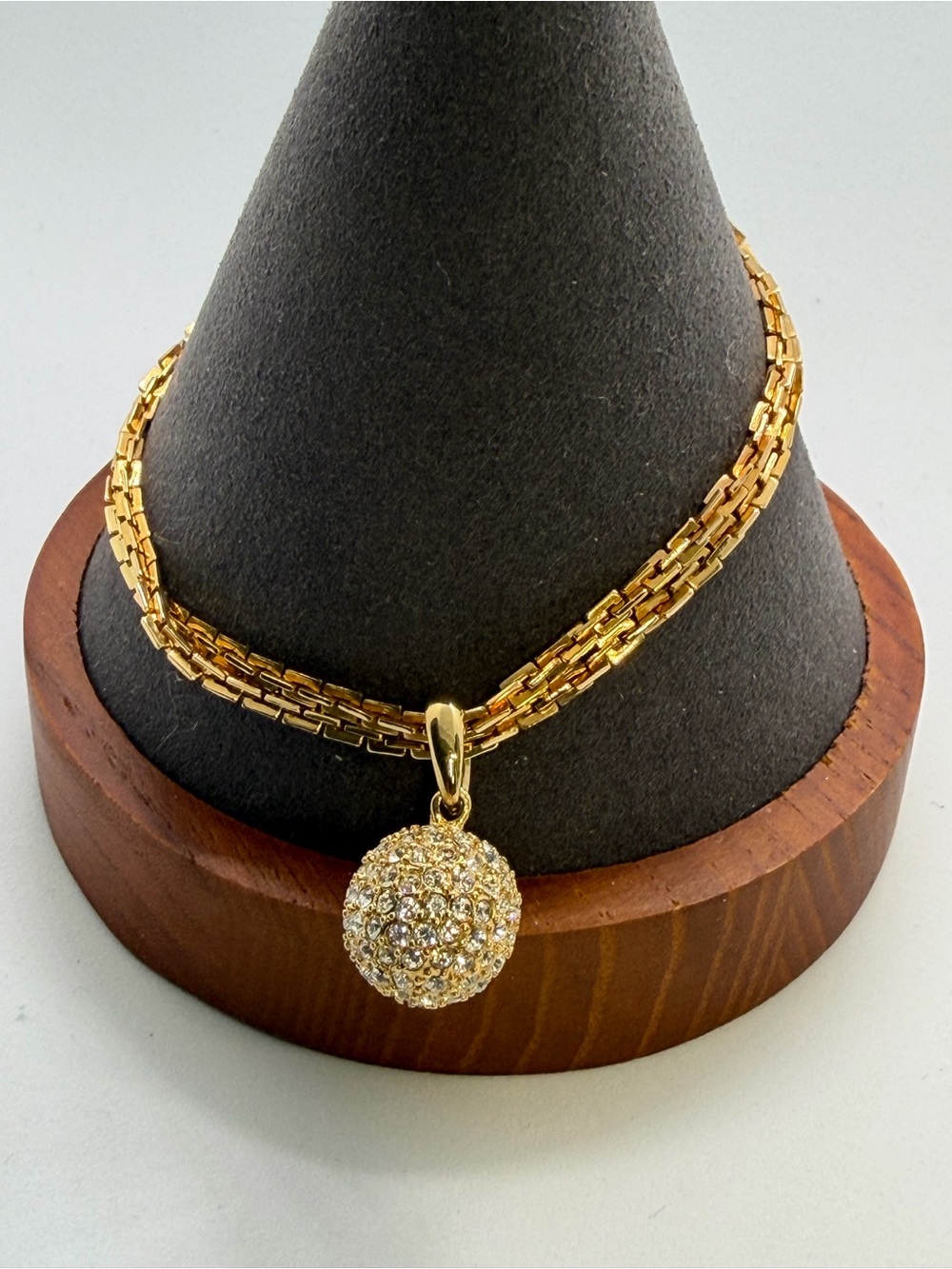 Gold Pav Crystal Sphere Charm Bracelet
